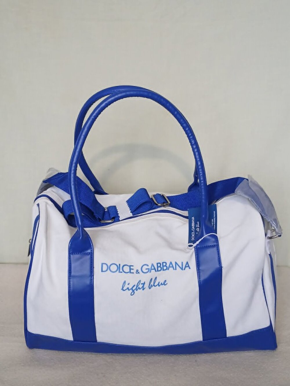 Dolce & Gabbana White and Blue Duffle Travel Bag